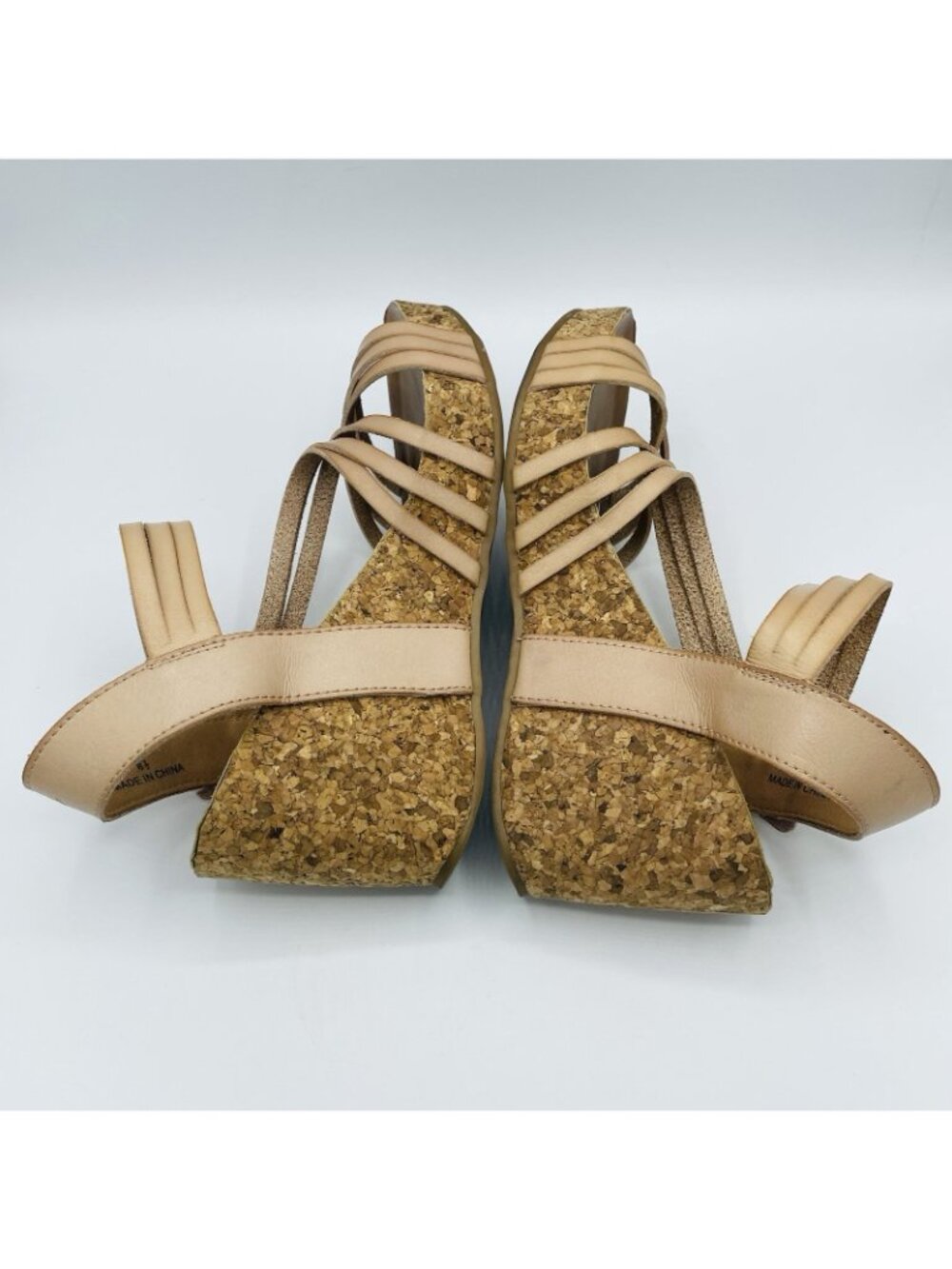 Blowfish Malibu Womens Shoes Size 8.5 Brown Cork Wedge High Heels Casual Strappy - Picture 11 of 11